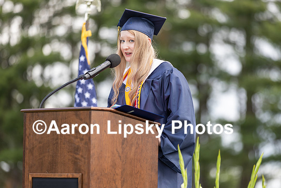 Valedictorian Natalie Preble gives her address at the ConVal commencement ceremonies in Peterborough Saturday-8882-2