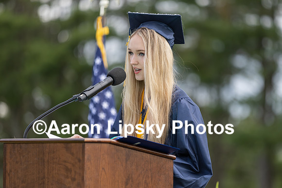 Salutatorian Katherine Craig gives her address at the ConVal commencement ceremonies in Peterborough Saturday-8867-2