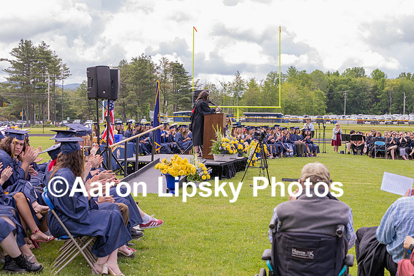 Soon-to-be graduates and guests applaud Principal Heather McKillop's remarks to them at Conval commencement ceremonies in Peterborough Saturday-8862