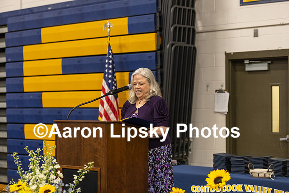 Sherry Nixon delivers the Message to Seniors at the commencement ceremony at ConVal Regional High School in Peterborough Saturday morning-4000