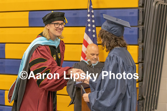 Superintendent of Schools Dr. Ann Forrest congratulates a graduating senior at the commencement ceremony at ConVal Regional High School in Peterborough Saturday morning-4007